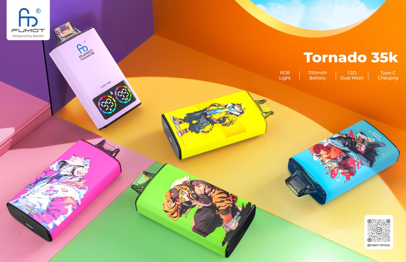 Fumot Tornado 35K Puffs Disposable Vape Smart Display - vapetea