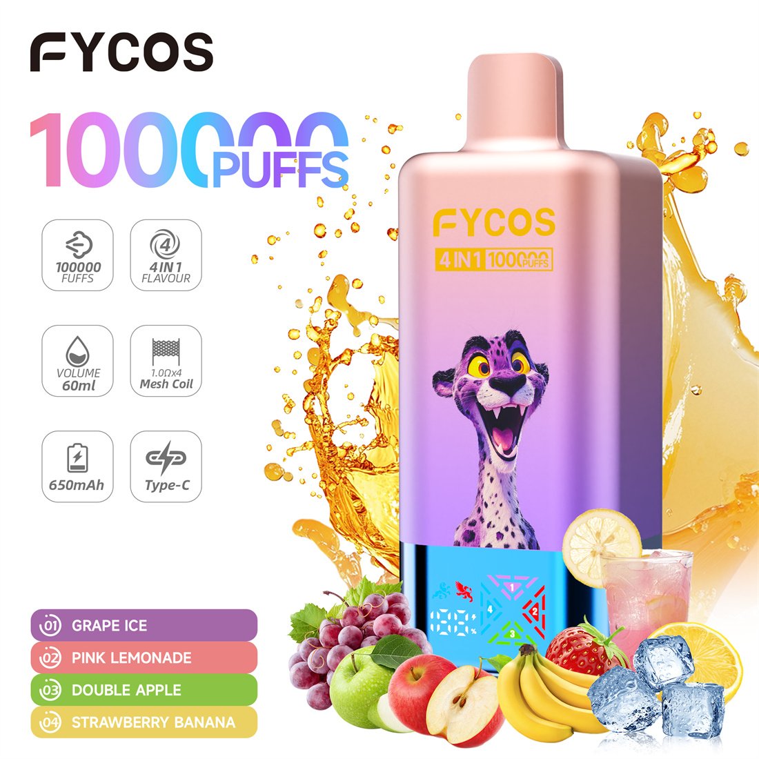 FYCOS 100K Puffs 4 In 1 Disposable Vape EU Wholesale - vapetea