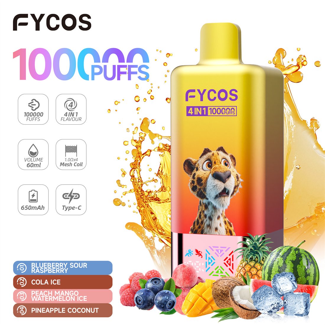 FYCOS 100K Puffs 4 In 1 Disposable Vape EU Wholesale