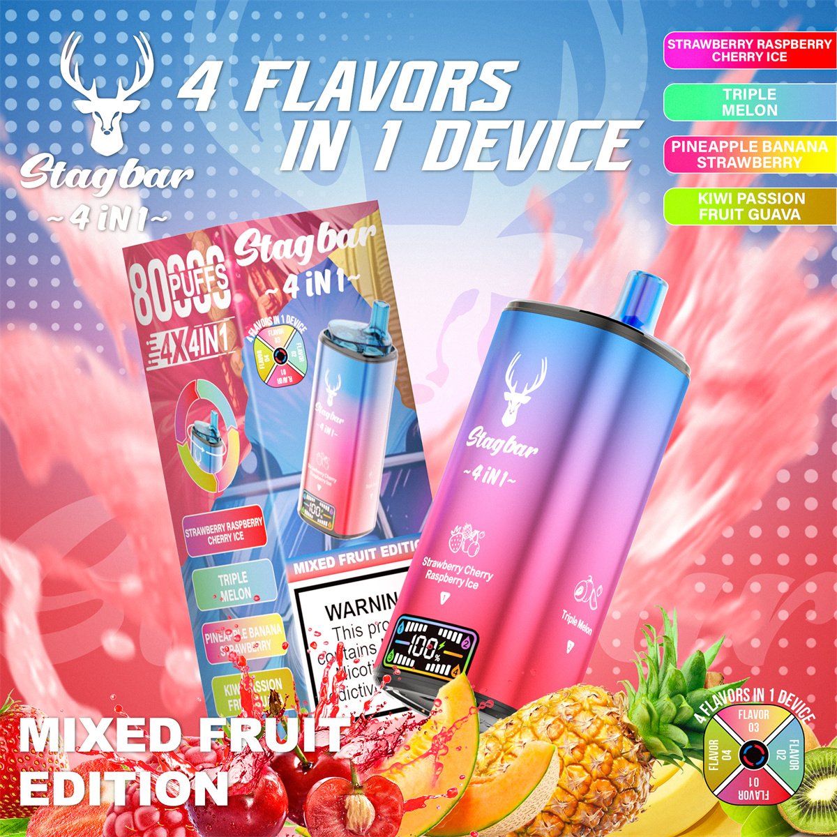 Buy STAG BAR 4-in-1 80K Disposable Vape Online - vapetea Buy STAG BAR 4-in-1 80K Disposable Vape Online - vapetea