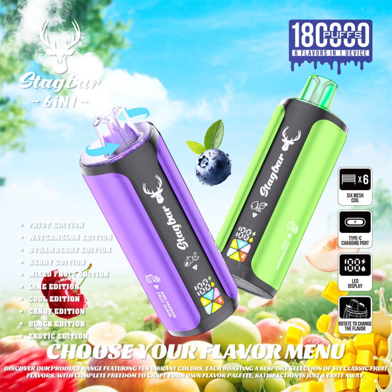 Stagbar 6 IN 1 180K Disposable Vape EU Wholesale - vapetea